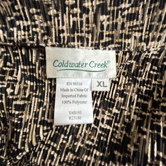 Coldwater Creek Womens XL Black & Beige Textured Button-Up Shirt Lightweight - Picture 3 of 7